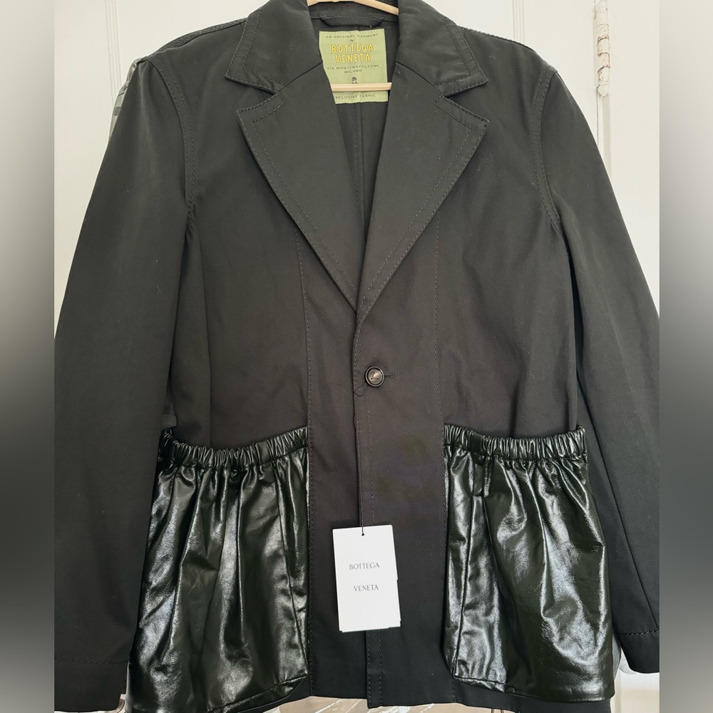Bottega Veneta Black Jacket with Leather Details size 44(EU)M, Made in Italy,NWT